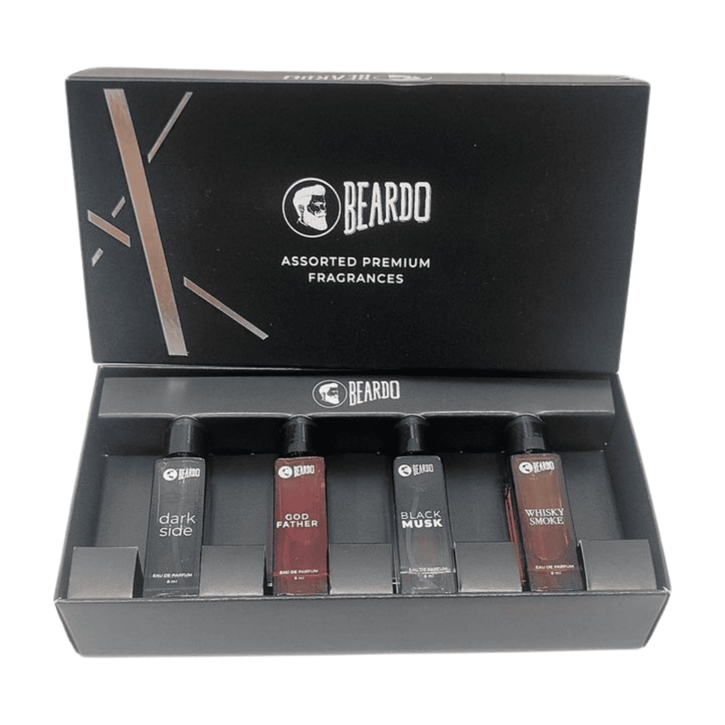 BEARDO Premium Fragrance Collection, 4 Scents - Whisky Smoke, Black Musk, God Father, Dark Side